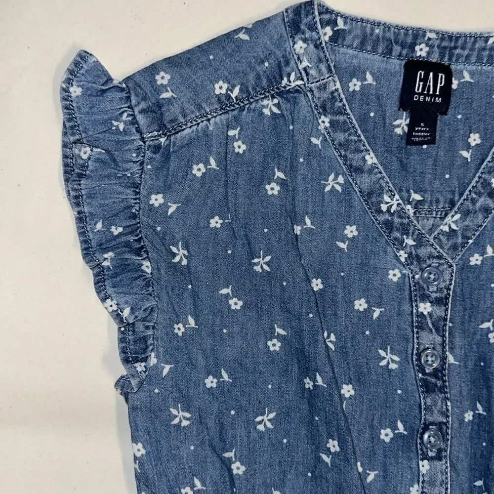 GAP Kids | Blue | Floral Print Denim Romper